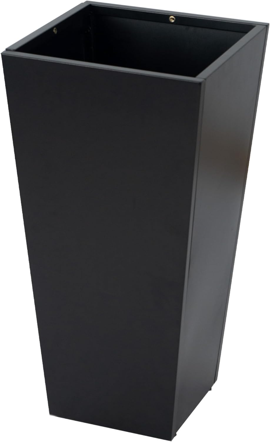 Kozyard 20'' Cube Metal Planter Steel Planter Box Black Steel Flower Pot with Saucer Partition Panel for Trees Plants Flowers Indoor Outdoor Garden Patio Deck Yard