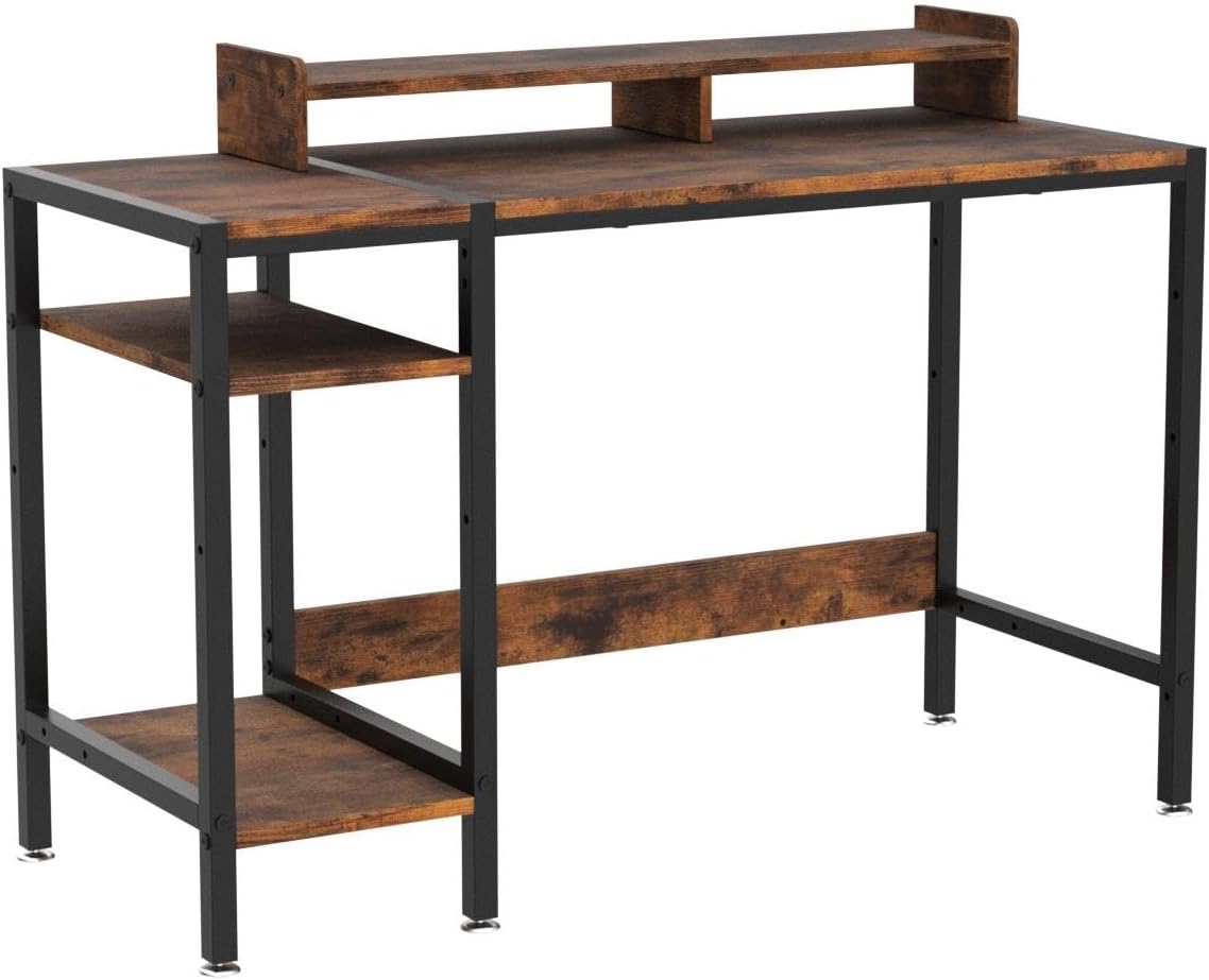 Computer Desk - 39” Gaming Desk, Home Office Table with Storage, Small Desk with Monitor Stand, Adjustable Storage Space, Modern Design Corner Table.