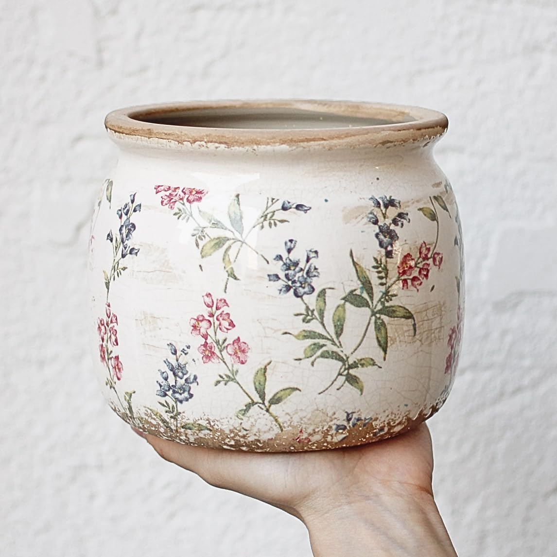 Ceramic Planters for Indoor Plants, Plant Pots with Drainage Hole, 6.29in. Flower Pots Ceramic Vase, Vintage Planters & Flower Vase, Planter Vase Plant Pots, Purple Red