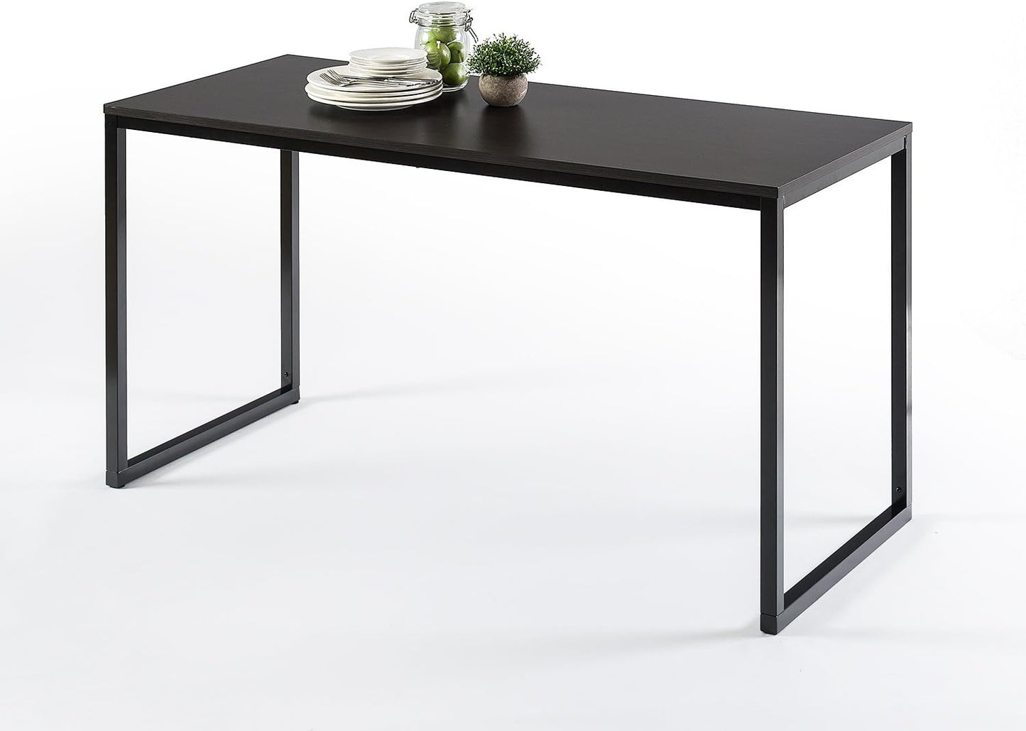 ZINUS Jennifer 55 Inch White Frame Desk, Computer Workstation, Office Desk, Dining Table, Easy Assembly, Natural