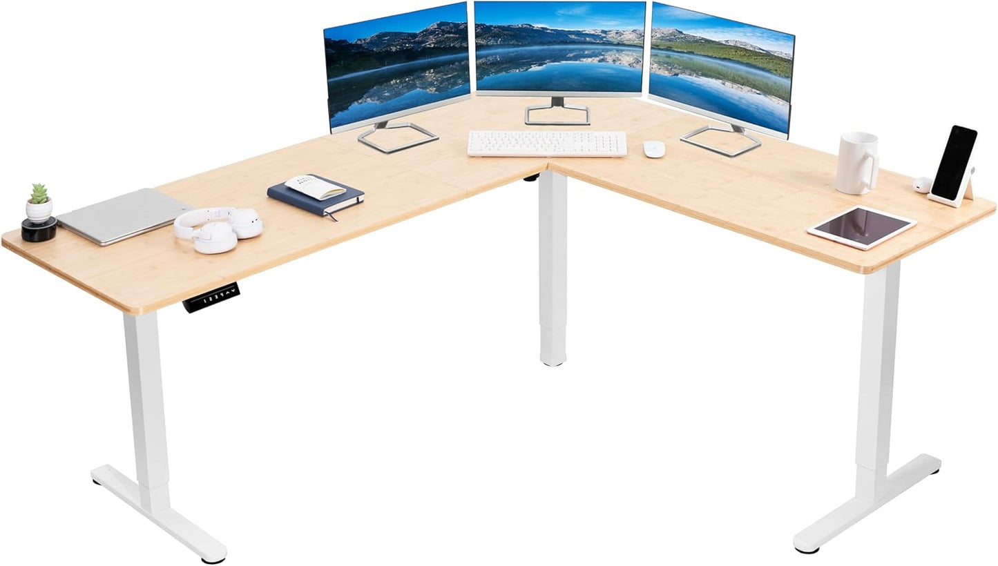 VIVO Electric Corner L-Shaped 63 x 55 in Standing Desk, Memory Height Adjustment, Black Top Black Frame, DESK-E3CTB