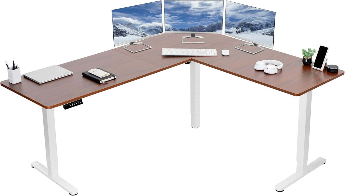 VIVO Electric Corner L-Shaped 63 x 55 in Standing Desk, Memory Height Adjustment, Black Top Black Frame, DESK-E3CTB