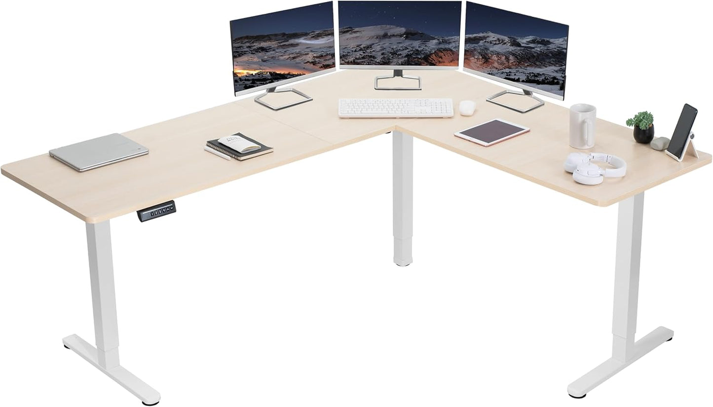 VIVO Electric Corner L-Shaped 63 x 55 in Standing Desk, Memory Height Adjustment, Black Top Black Frame, DESK-E3CTB