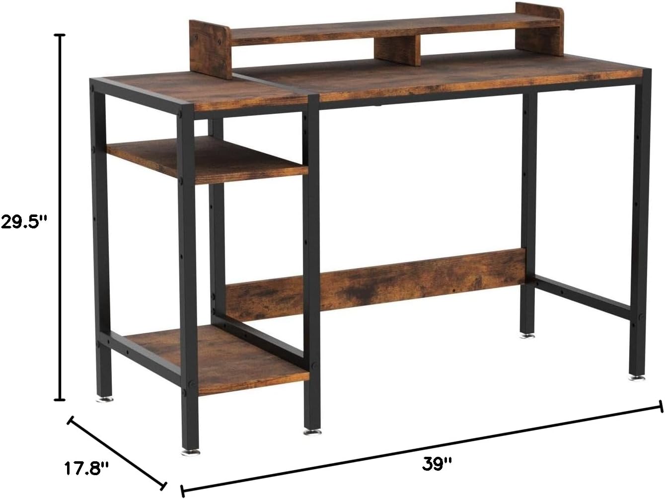 Computer Desk - 39” Gaming Desk, Home Office Table with Storage, Small Desk with Monitor Stand, Adjustable Storage Space, Modern Design Corner Table.