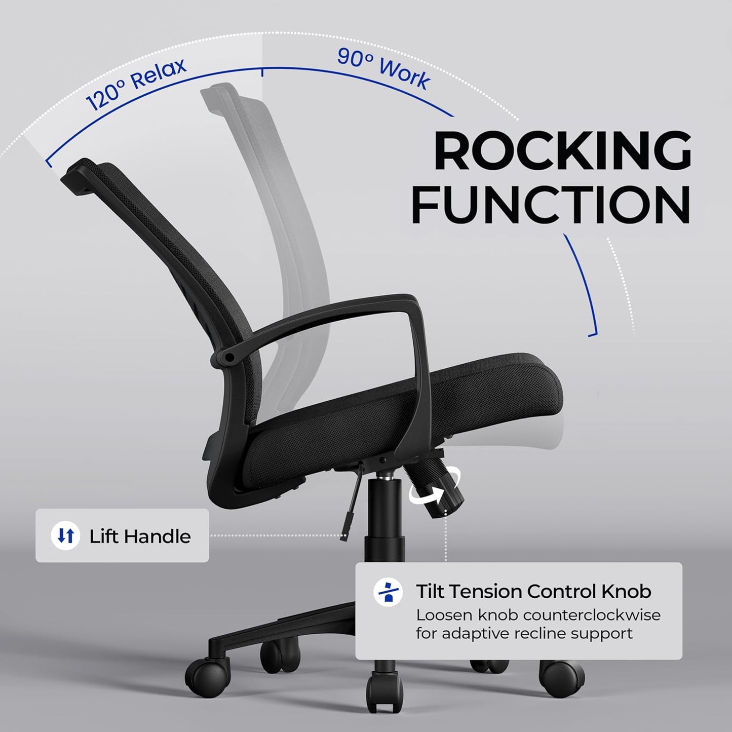 Yaheetech Mesh Office Chair Swivel Rolling.Adjustable Computer Desk Chairs ErgonomicGaming Chair for Home Office/Work/Study, Black
