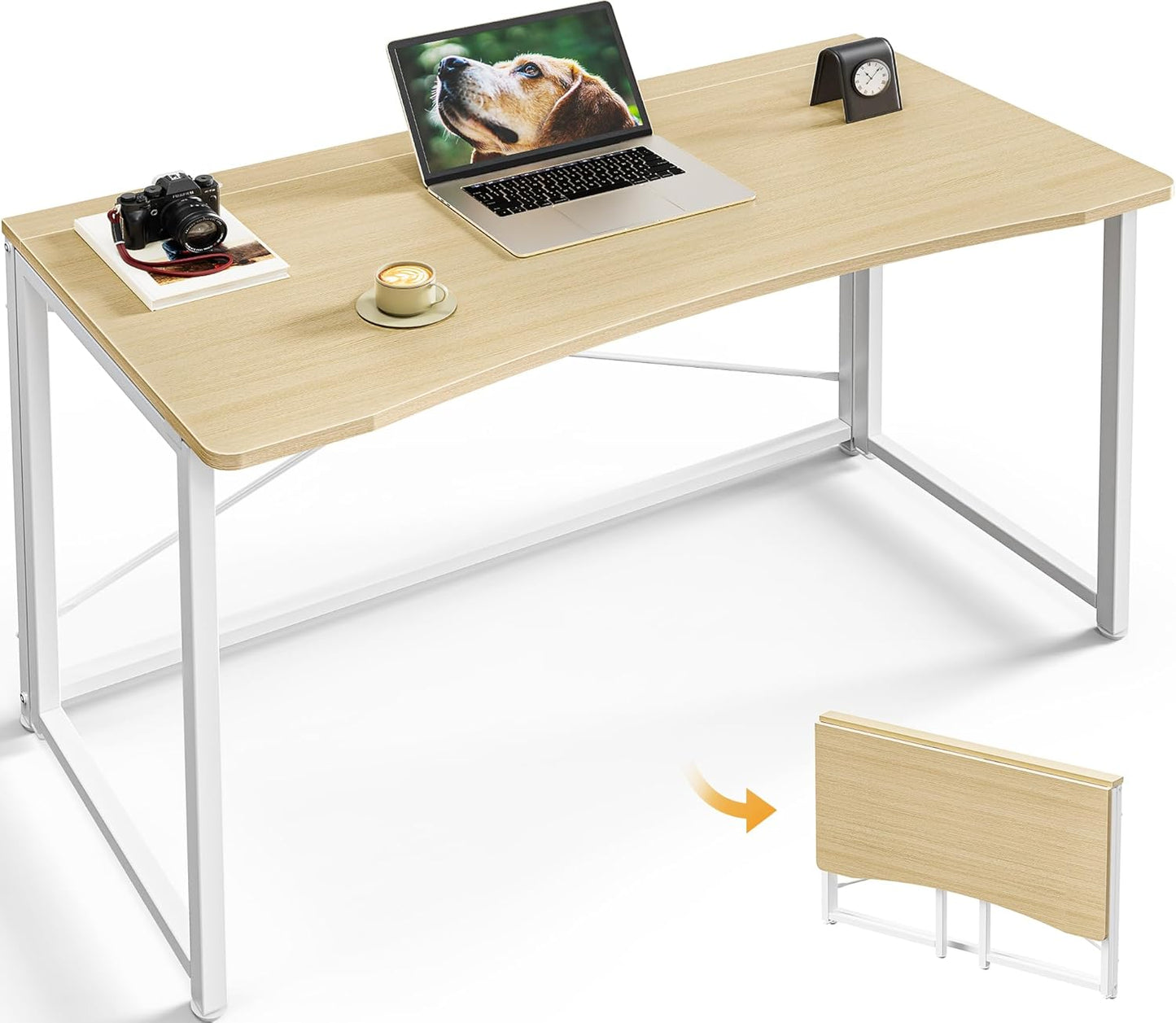 Huuger Folding Desk for Small Spaces, 31.5 Inch Foldable Computer Table, for Home Office, Study, Bedroom, Dorm, Space Saving, Small Writing Work Office Computer Desk, Easy to Fold, Rustic Brown