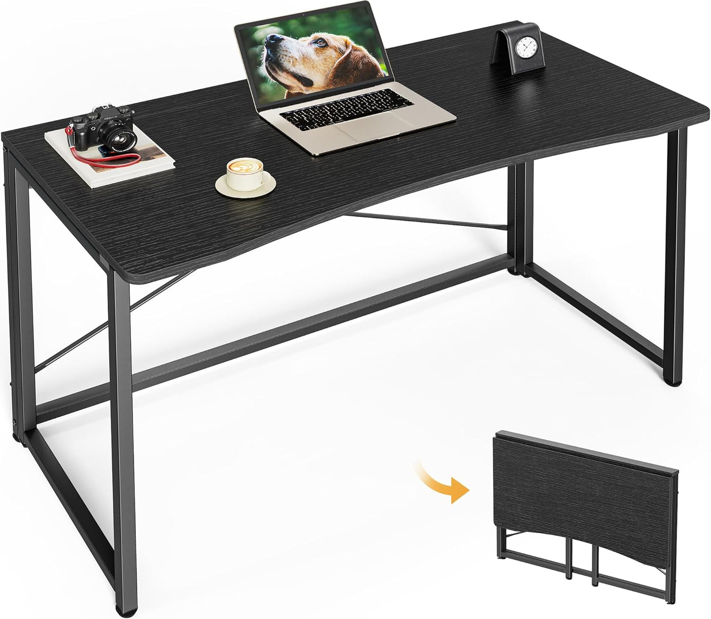 Huuger Folding Desk for Small Spaces, 31.5 Inch Foldable Computer Table, for Home Office, Study, Bedroom, Dorm, Space Saving, Small Writing Work Office Computer Desk, Easy to Fold, Rustic Brown