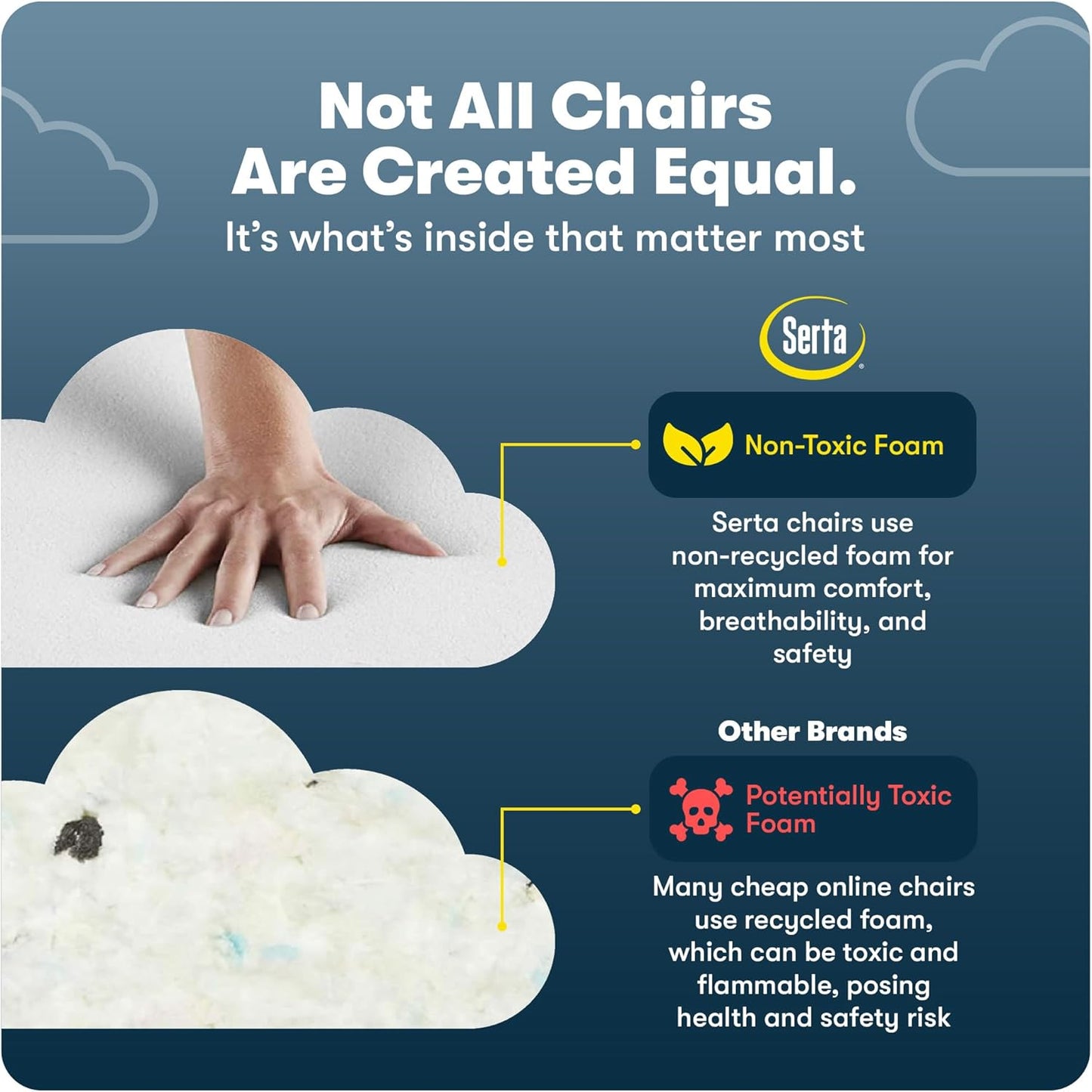 Serta Garret Executive Office Chair, Ergonomic Mid-Back with Lumbar Support, Semi-Plush Cushion and Body Pillows, Padded Armrests, Swivel Base, Bonded Leather, High, Brown
