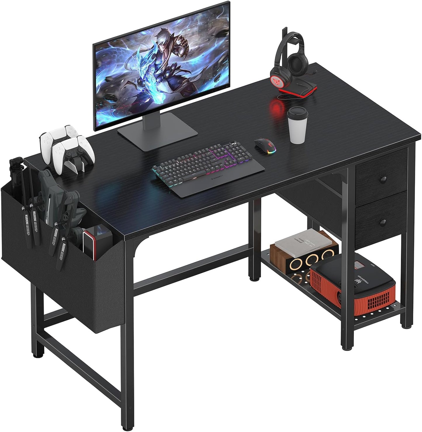 Lufeiya White Small Desk with Drawers - 40 Inch Computer Desk for Small Space Home Office, Modern Simple Study Writing Table PC Desks