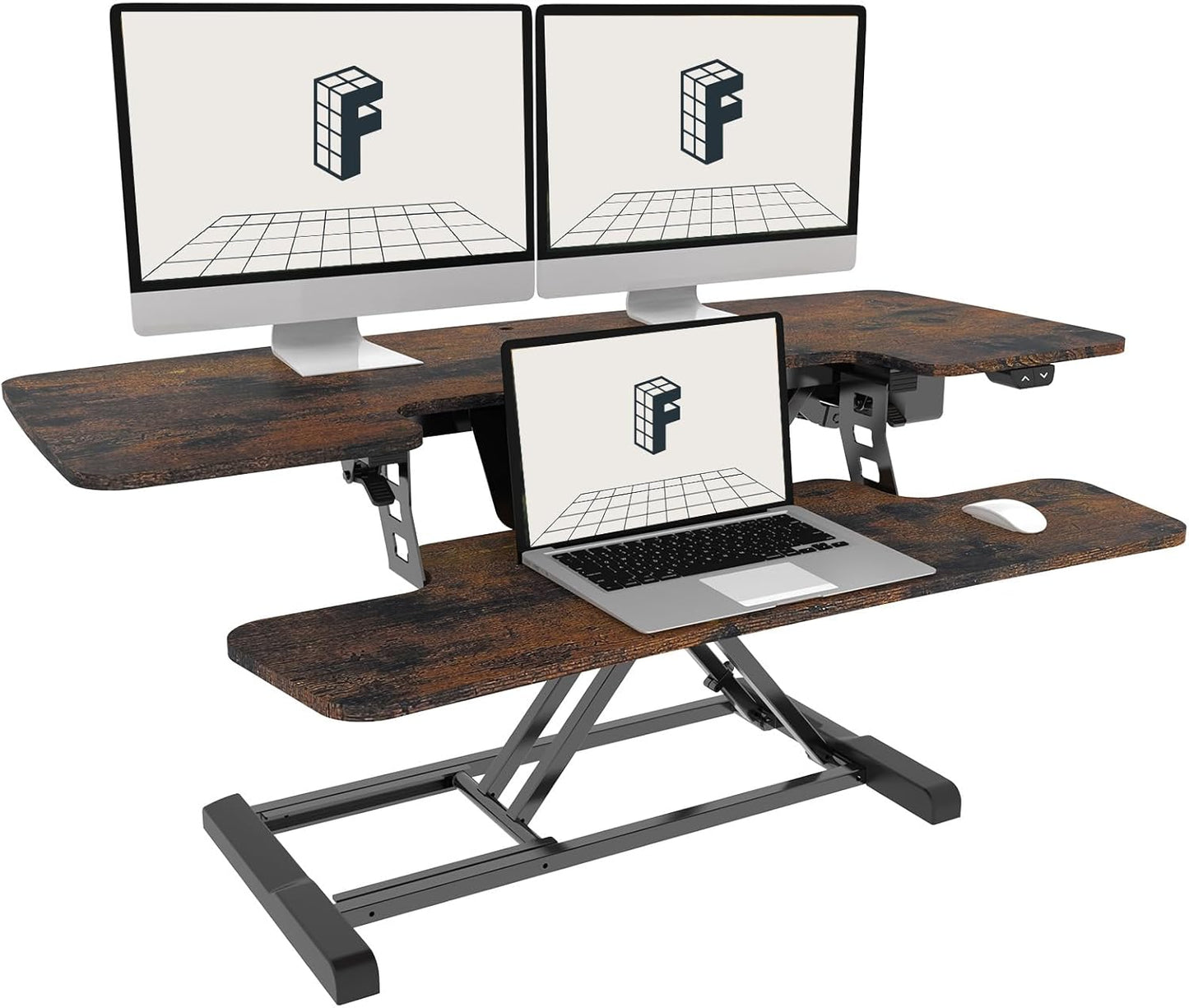 FLEXISPOT Electric Standing Desk Converter 36" Wide Motorized Stand up Riser for Monitor and Laptop, Black Height Adjustable Workstation for Home Office