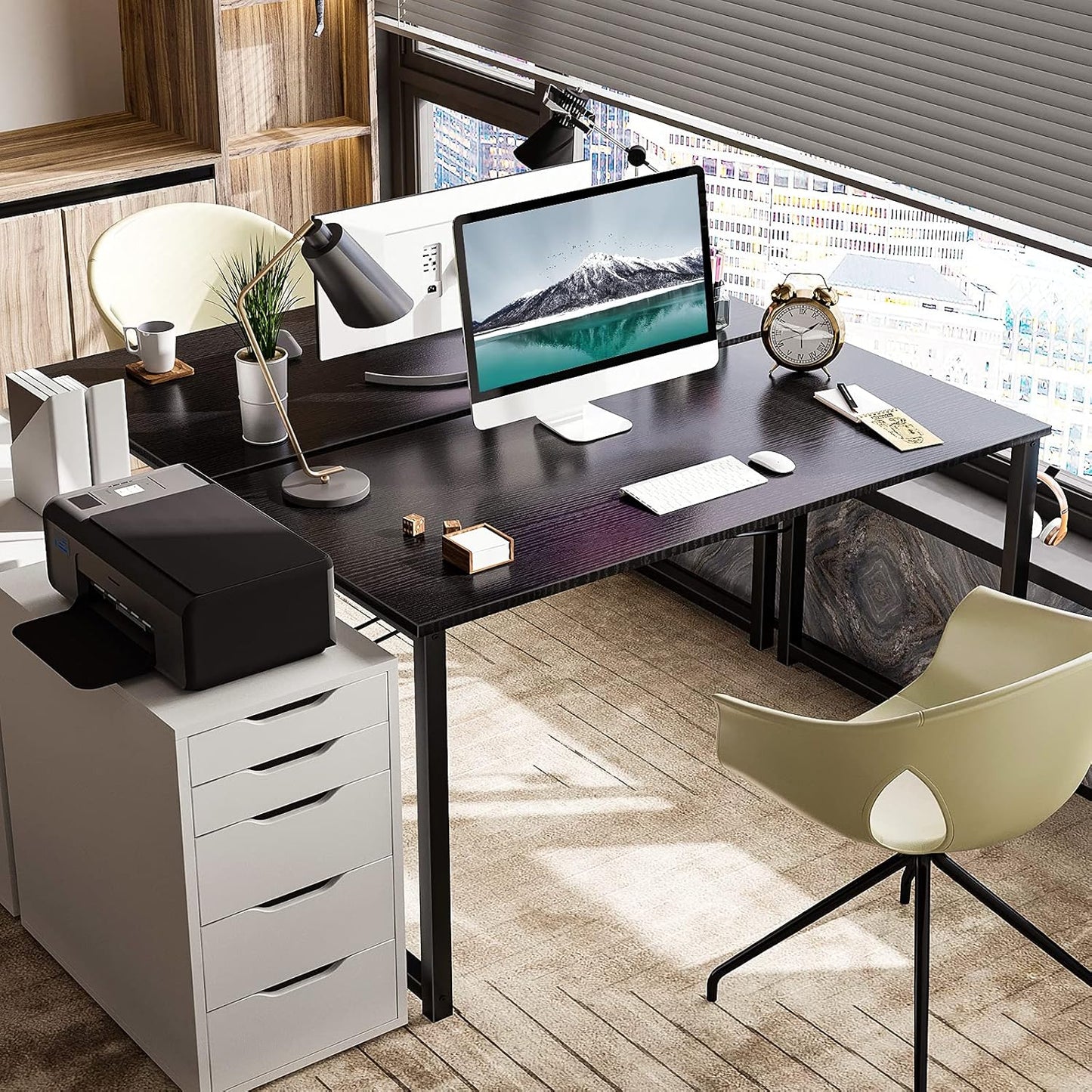 ODK 47.2 Inches Computer Desk for Home Office, Office Table for Small Spaces, Writing Desk with Headphone Hooks, Black