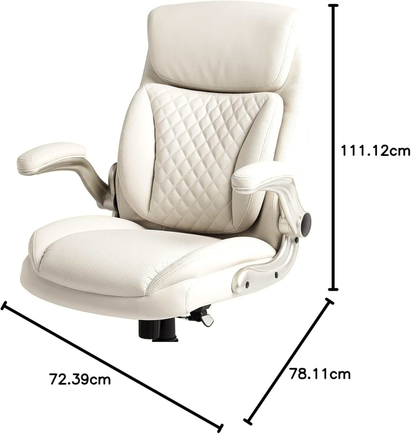 Amazon Basics Ergonomic Executive Office Desk Chair with Lumbar Support, Flip-up Armrests, Adjustable Height, Cream Leather