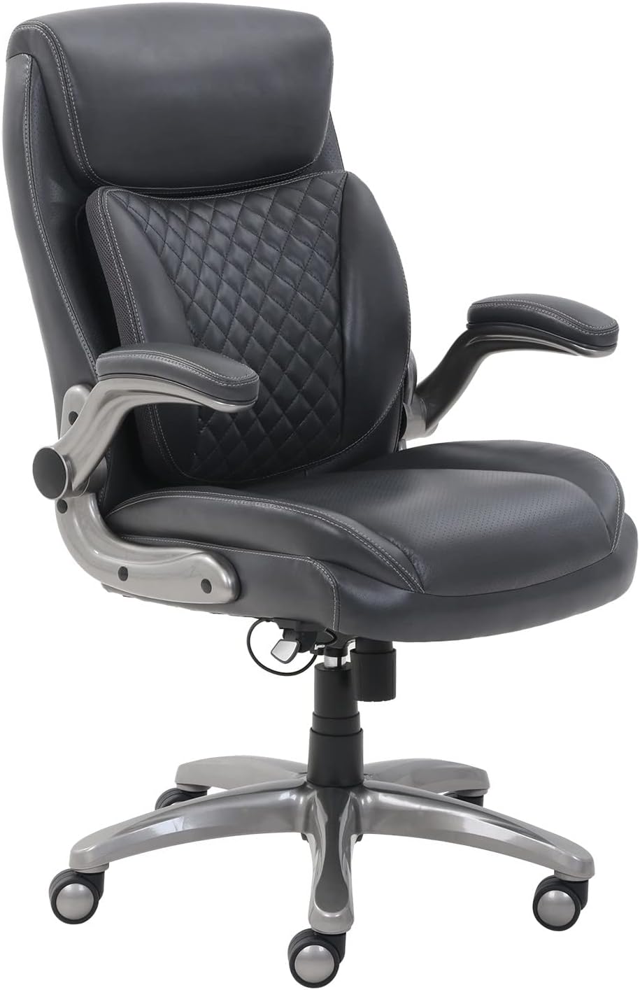 Amazon Basics Ergonomic Executive Office Desk Chair with Lumbar Support, Flip-up Armrests, Adjustable Height, Cream Leather