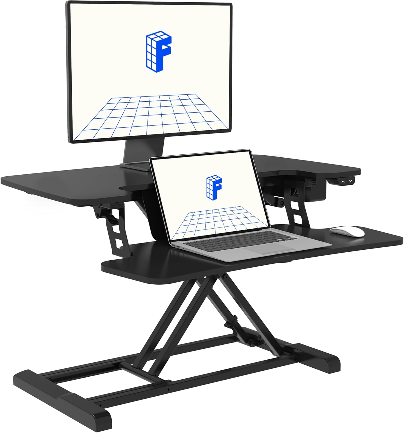 FLEXISPOT Electric Standing Desk Converter 36" Wide Motorized Stand up Riser for Monitor and Laptop, Black Height Adjustable Workstation for Home Office