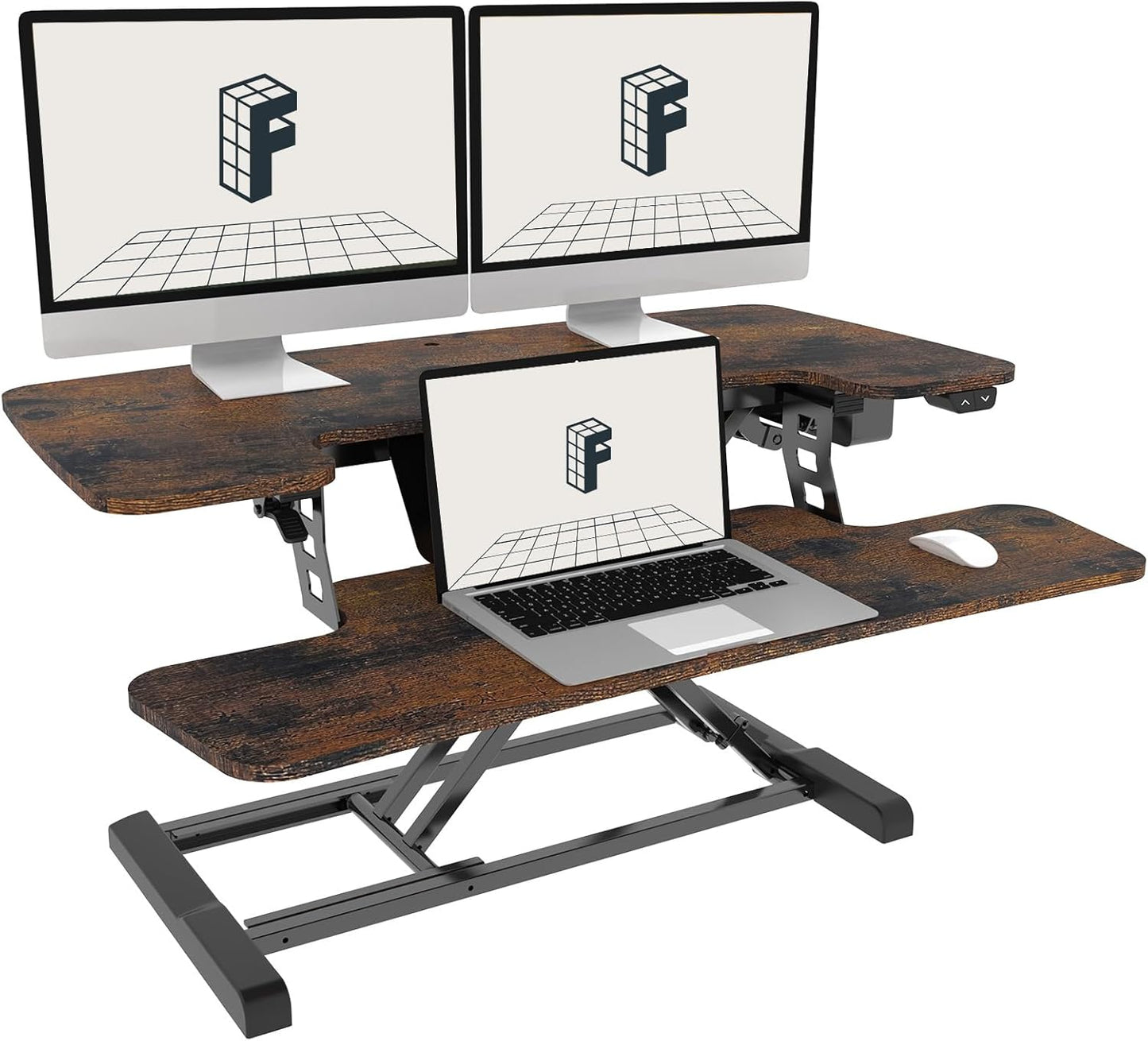 FLEXISPOT Electric Standing Desk Converter 36" Wide Motorized Stand up Riser for Monitor and Laptop, Black Height Adjustable Workstation for Home Office