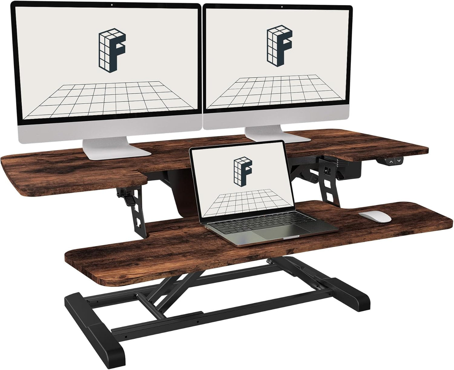 FLEXISPOT Electric Standing Desk Converter 36" Wide Motorized Stand up Riser for Monitor and Laptop, Black Height Adjustable Workstation for Home Office