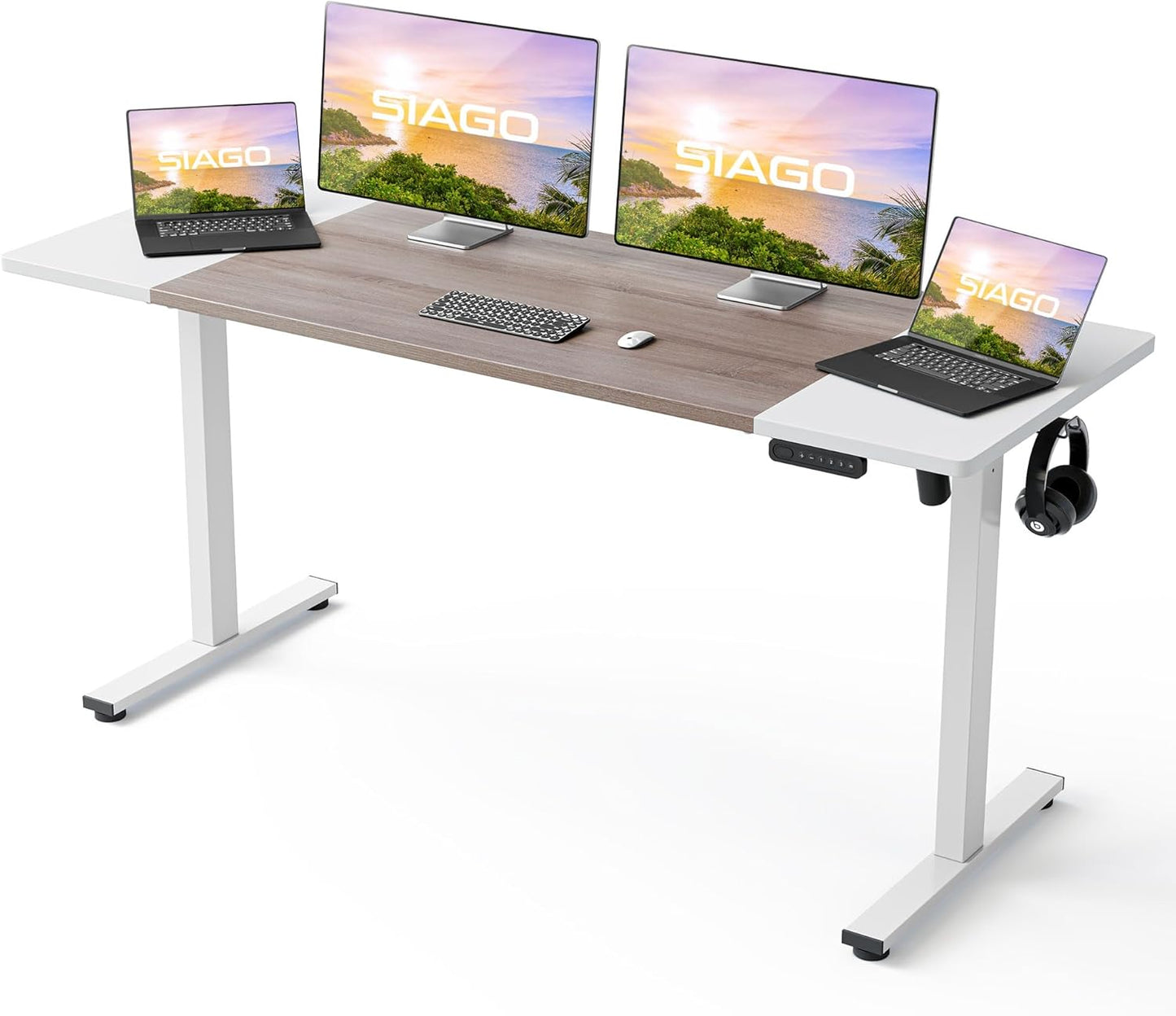 SIAGO Electric Standing Desk Adjustable - 48 x 24 Inch Sit Stand up Desk with Cable Management - 3 Memory Preset Adjustable Height Table