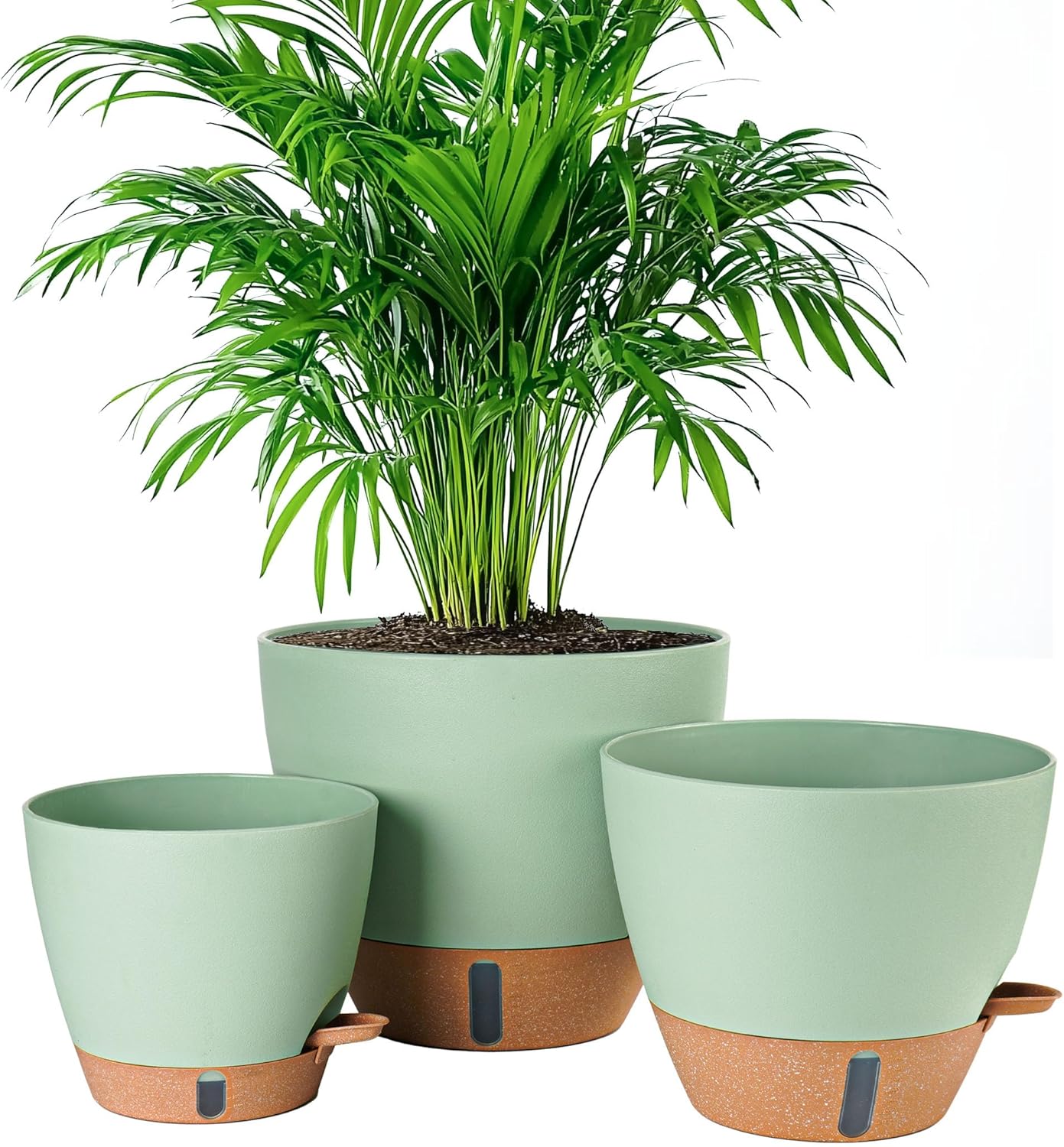 8/10/12 Inch Self Watering Pots for Indoor/Outdoor Plants - Large Plastic Planter with Drainage Holes, Water Level Indicator & Deep Reservoir, Modern Decorative Flower Pots (Black)