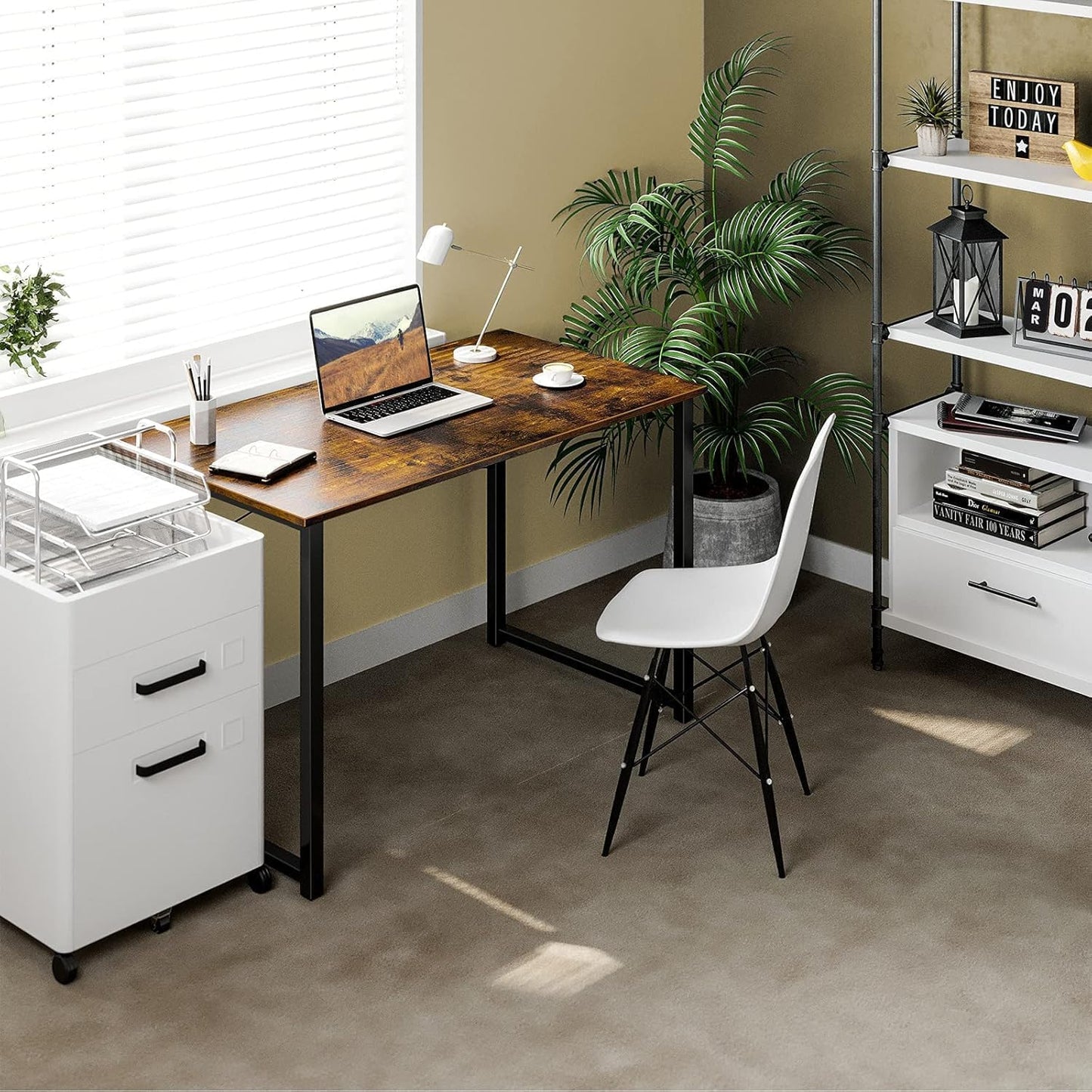 ODK 40" Computer Desk for Home Office, Office Table for Small Spaces, Writing Desk with Headphone Hooks, Vintage