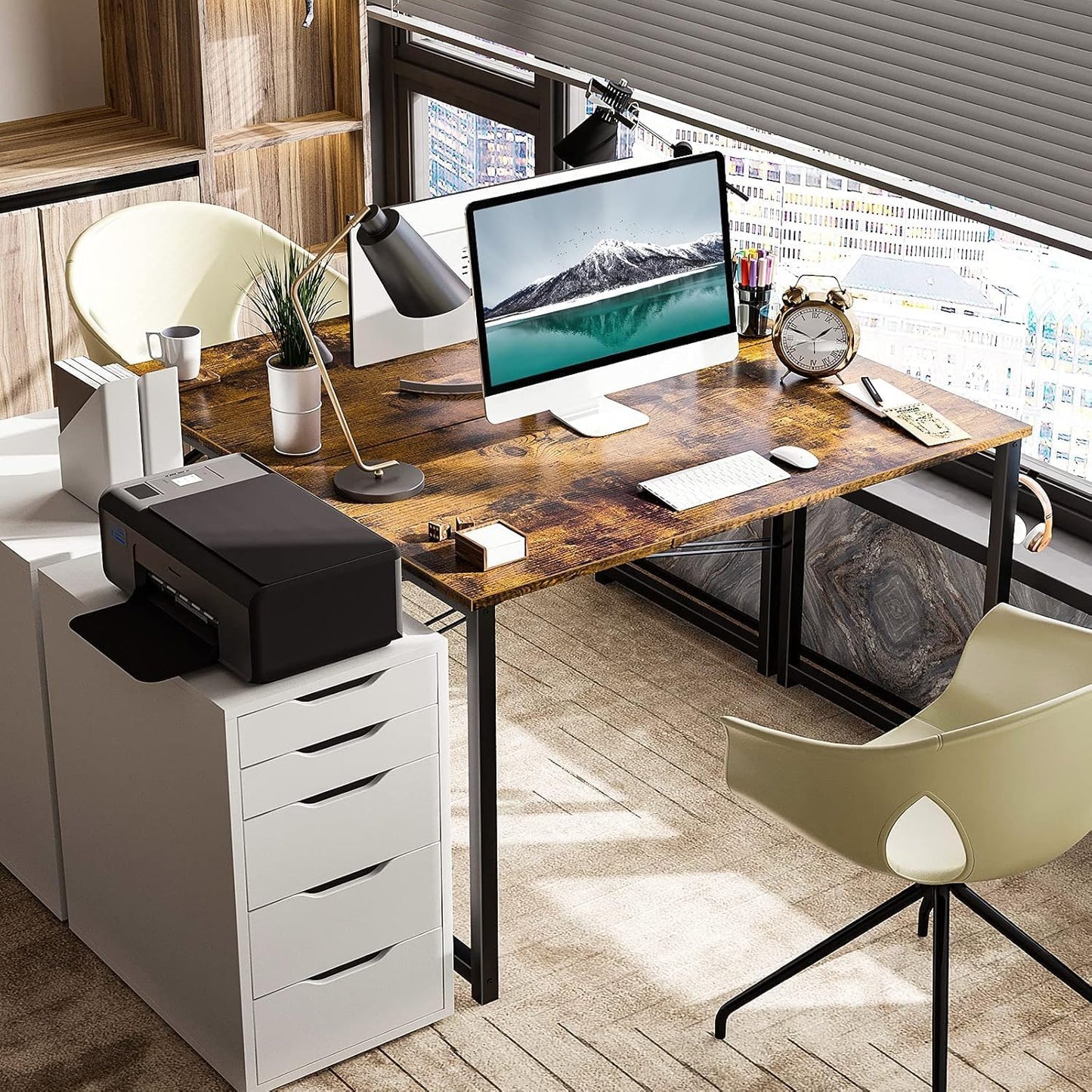 ODK 40" Computer Desk for Home Office, Office Table for Small Spaces, Writing Desk with Headphone Hooks, Vintage