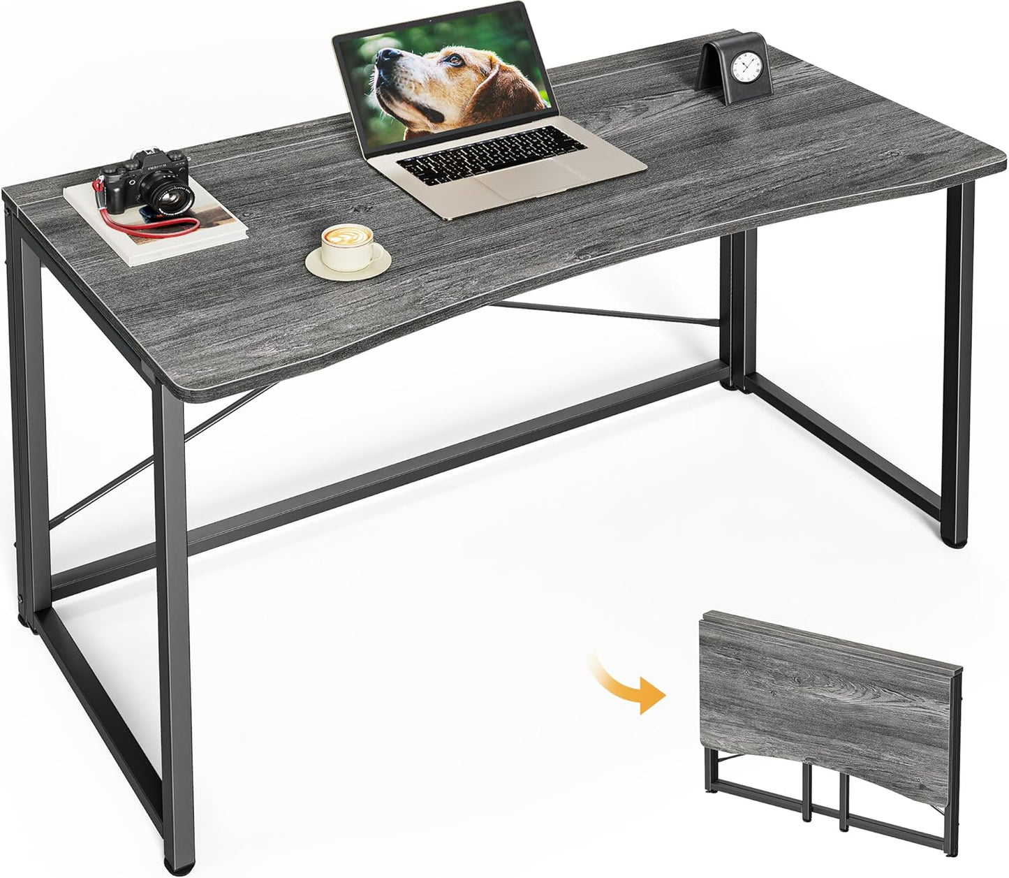 Huuger Folding Desk for Small Spaces, 31.5 Inch Foldable Computer Table, for Home Office, Study, Bedroom, Dorm, Space Saving, Small Writing Work Office Computer Desk, Easy to Fold, Rustic Brown