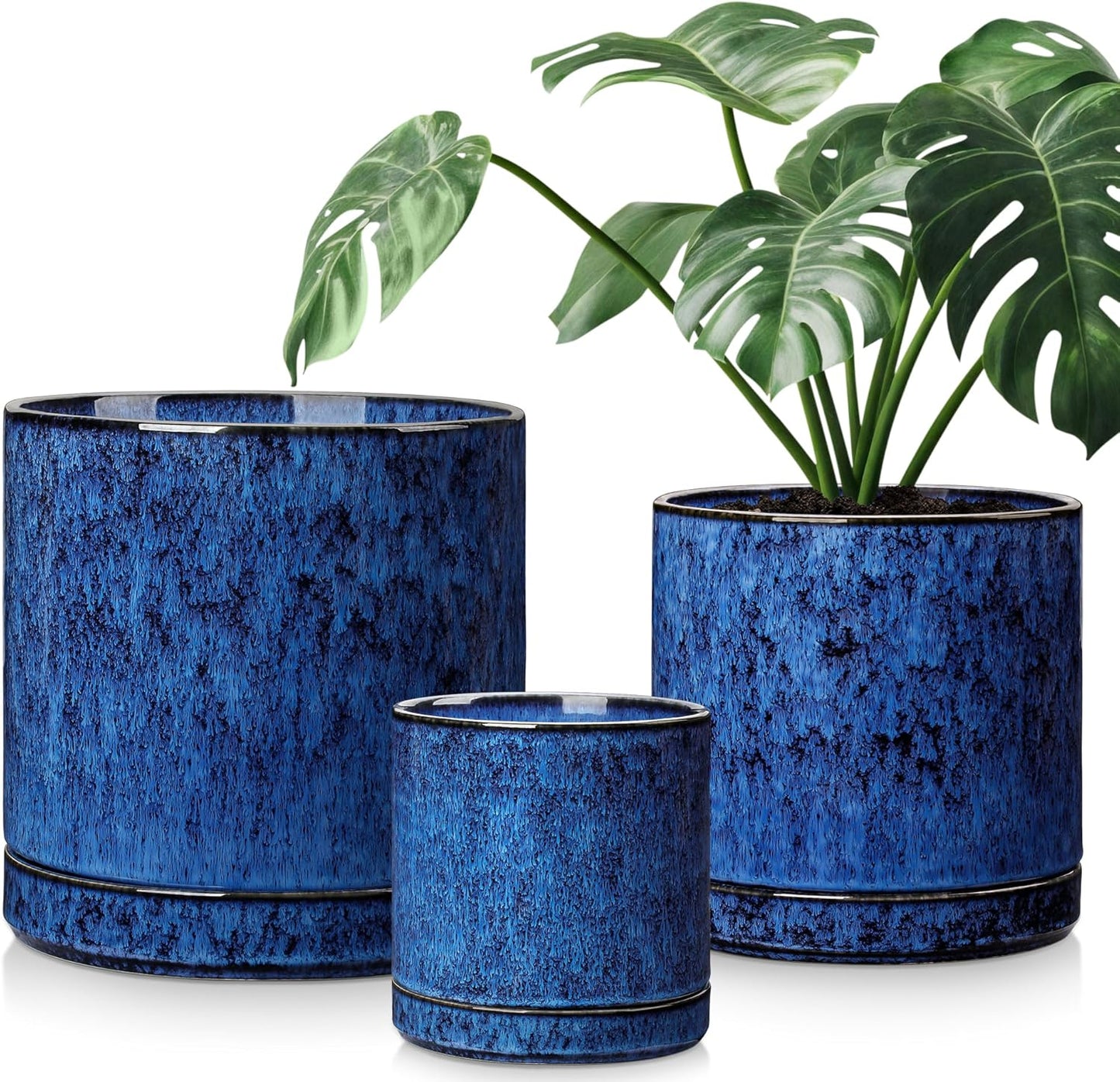 vancasso Ceramic Planters, Plant Pots for Indoor Plants, 6.25+8.25+10.25 Inch Ceramic Pots for Plants, Flower Pots with Drainage Holes, Planters Pot for Indoor House Plant, Set of 3, White